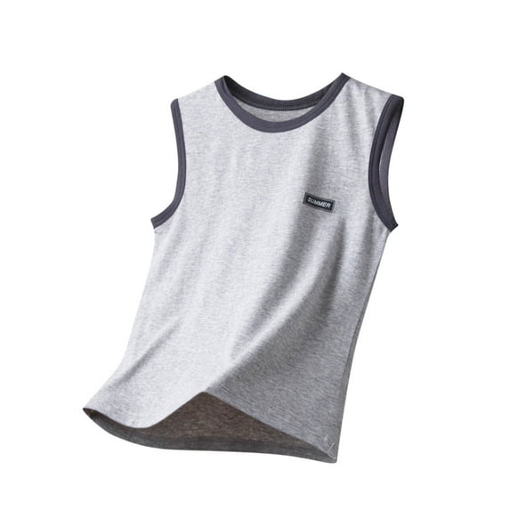 Efsteb Kids Toddler Boys Girls Round Neck Tank Tops Cute Solid Color Casual Sleeveless T Shirts Summer Comfy Loose Blouses(Gray,11 Years )