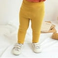 thumbnail image 1 of Efsteb Kids Toddler Infant Baby Girls Leggings Casual Fashion Solid Color Ribbed Long Pants with Pocket (Yellow,2 Years), 1 of 5