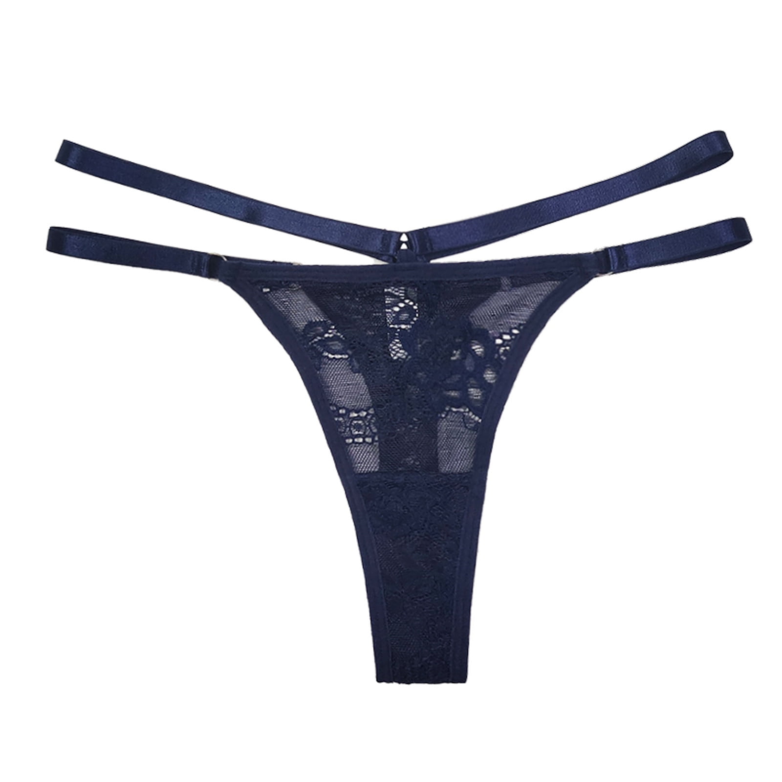 Efsteb Lace Thongs for Women Lingerie Transparent Ladies Lace Hollow Out  Underwear Low Waist Briefs Breathable Underwear Sexy Comfy Panties G Thong  Ropa Interior Mujer Dark Blue 