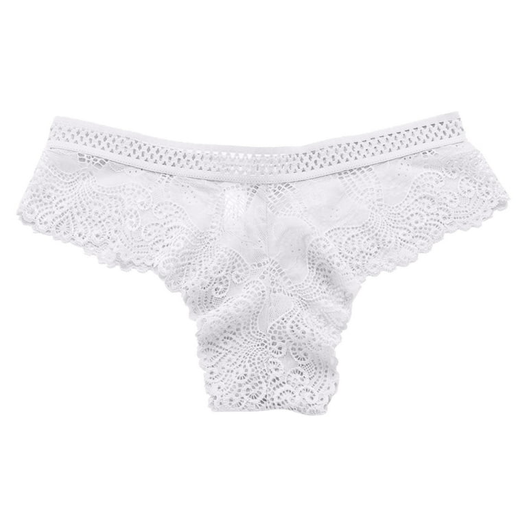 Efsteb Lace Thongs for Women Low Waist Briefs Lingerie Breathable Underwear  Ropa Interior Mujer G Thong Sexy Comfy Panties Transparent White