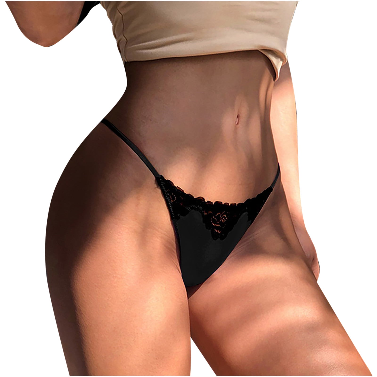 Efsteb Lace Thongs for Women Lingerie Transparent Ladies Lace Hollow Out  Underwear Low Waist Briefs Breathable Underwear Sexy Comfy Panties G Thong