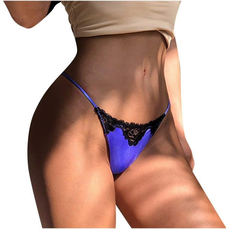 Efsteb Lace Underwear for Women Ropa Interior Mujer G Thong Low Waist Briefs  Lingerie Breathable Underwear Transparent Ladies Lace Hollow Out Underwear  Sexy Comfy Panties Blue 