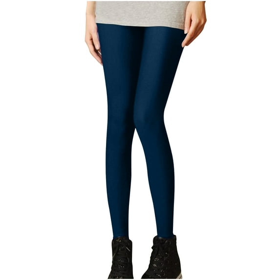 Efsteb Leggings for Women Casual Comfort High Waisted Elasticity Ninth Pants Slim Candy Color Fluorescent Leggings (A-Navy,L)