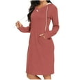 thumbnail image 1 of Efsteb Lightweight Dresses for Women Long Sleeve Dress for Women with Pocket Hoodie Dress Casual Comfy Fall Sweatshirts Dress (Watermelon Red,XL), 1 of 6