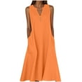 thumbnail image 1 of Efsteb Linen Dresses for Women Plus Size Button V Neck Sleeveless Tank Dress Casual Cotton Loose Long Dress with Pockets (Orange,XXL), 1 of 5