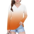 thumbnail image 1 of Efsteb Long Sleeve Shirts for Girls V-Neck Casual Soft Tunic Tops Lightweight Gradient Print Long Sleeve Shirt for Daily wear（Orange，5 Years）, 1 of 8