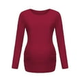 thumbnail image 1 of Efsteb Maternity Shirts For Women Side Ruched Long Sleeve Maternity Shirt Solid Color Round Neck Pregnancy Tops Blouses (Wine,XXL), 1 of 7