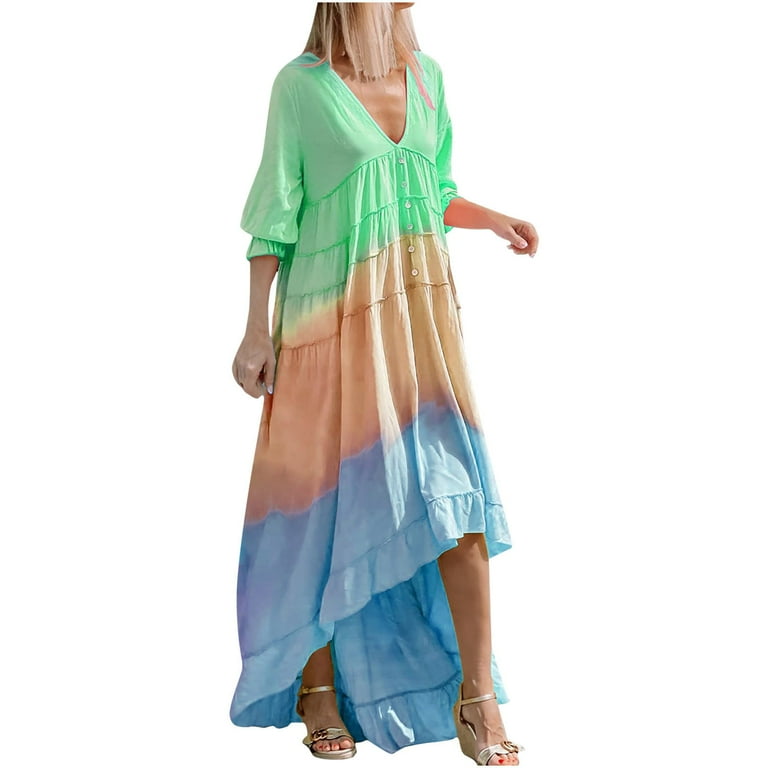 Fashion Print Patchwork V Neck Irregular Dress Dresses Fashion Print Patchwork V Neck Irregular Dress Dresses