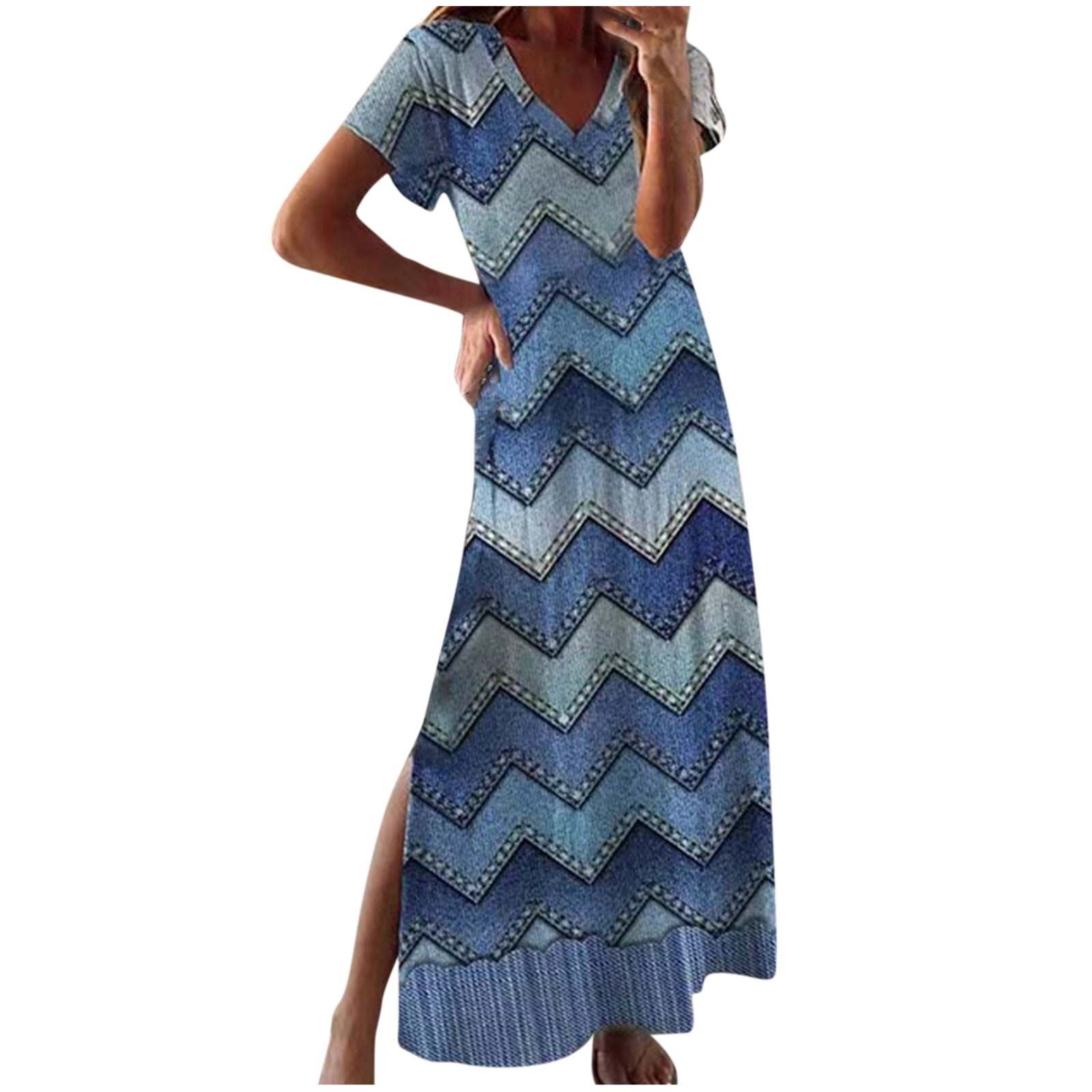 Efsteb Womens Dresses Clearance Summer Casual Striped Printing