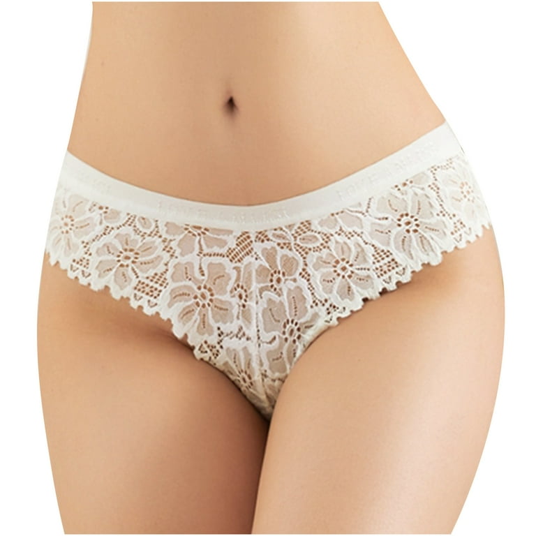 Efsteb Panties for Women Comfortable Ladies Lace Hollow Out Briefs Knickers Panties  Underwear Breathable Lingerie Briefs White 