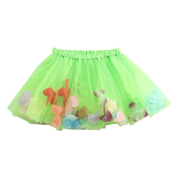 Efsteb Princess Girls Tutu Skirt Cute Layered A-Line Tulle Skirt Princess Dance Dress (Green,5 Years)