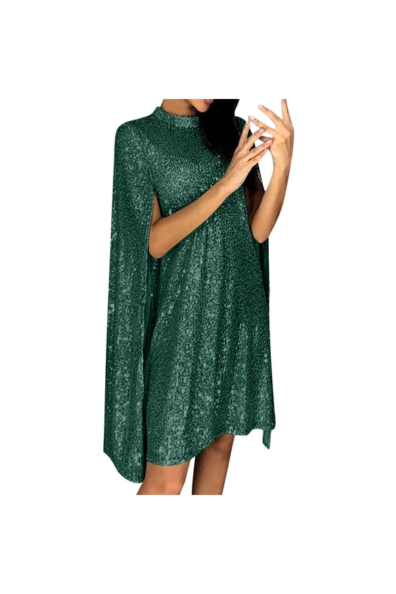 Sequin Dress for Women Dresses Party Sparkle Glitter Dress Cocktail Birthday Dress for Date Night Fashion Elegant Crew Neck Short Sleeve Solid Color ,Size:S