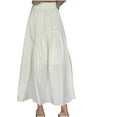 thumbnail image 1 of Efsteb Skirts for Women High Waist Pleated Long Skirt Comfy Casual Fashion Spring Fall Solid Color Skirts (White,L), 1 of 7