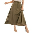 thumbnail image 1 of Efsteb Skirts for Women High Waist Pleated Long Skirt Spring Fall Solid Color Comfy Casual Fashion Skirts (Khaki,XL), 1 of 5