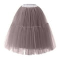 thumbnail image 1 of Efsteb Skirts for Women High Waisted Pleated Gauze Knee Length Skirt Fashion Spring Fall Solid Color Comfy Casual Skirts (Gray,Free Size), 1 of 3