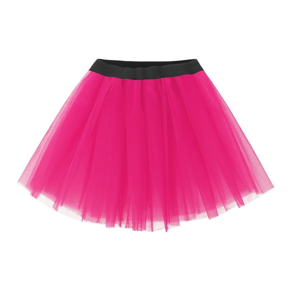 Efsteb Skirts for Women Pleated Gauze Short Skirt Star Sequin Gauze Dancing Dress Fashion Summer Solid Color Comfy Casual Skirts (Hot Pink,Free Size)