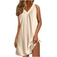 thumbnail image 1 of Efsteb Sleeveless Casual Summer Dresses for Women Lightweight Comfy Sleeveless Mini Night Gowns Loose Fit V Neck Tank Dress (Beige,L), 1 of 6