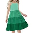 thumbnail image 1 of Efsteb Spaghetti Strap Dresses for Girls Fashion Sleeveless Dress Casual Ruffle Tiered Summer Beach Dresses (Green,7 Years), 1 of 7