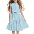 thumbnail image 1 of Efsteb Summer Dress for Girls Formal Ruffle Sleeve Casual Elegant Dresses with Belt (Light Blue,15 Years), 1 of 6