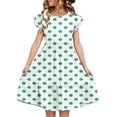 thumbnail image 1 of Efsteb Summer Dress for Girls Polka Dots Round Neck Flowy Party Dress Ruffle Short Sleeve Vacation Sundress (Green,11 Years), 1 of 8