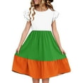 thumbnail image 1 of Efsteb Summer Dress for Girls Ruffle Short Sleeve Casual Sundress Color Block Loose Crewneck A-Line Cute Dress (Green,7 Years), 1 of 8