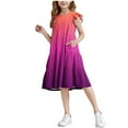 thumbnail image 1 of Efsteb Summer Dress for Girls Ruffles Tiered Dresses Flutter Sleeve Flowy Sundress Casual Gradient Dresses (Orange,7 Years), 1 of 8