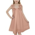 thumbnail image 1 of Efsteb Summer Dress for Girls Solid Color A-line Flared Belted Casual Party Dress Sleeveless Fashion Dresses (Pink,3 Years), 1 of 3