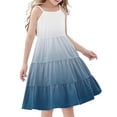 thumbnail image 1 of Efsteb Summer Dress for Girls Spaghetti Strap A-Line Dress Casual Sleeveless Boho Flowy Ruffle Tiered Sundress (Navy,5 Years), 1 of 7
