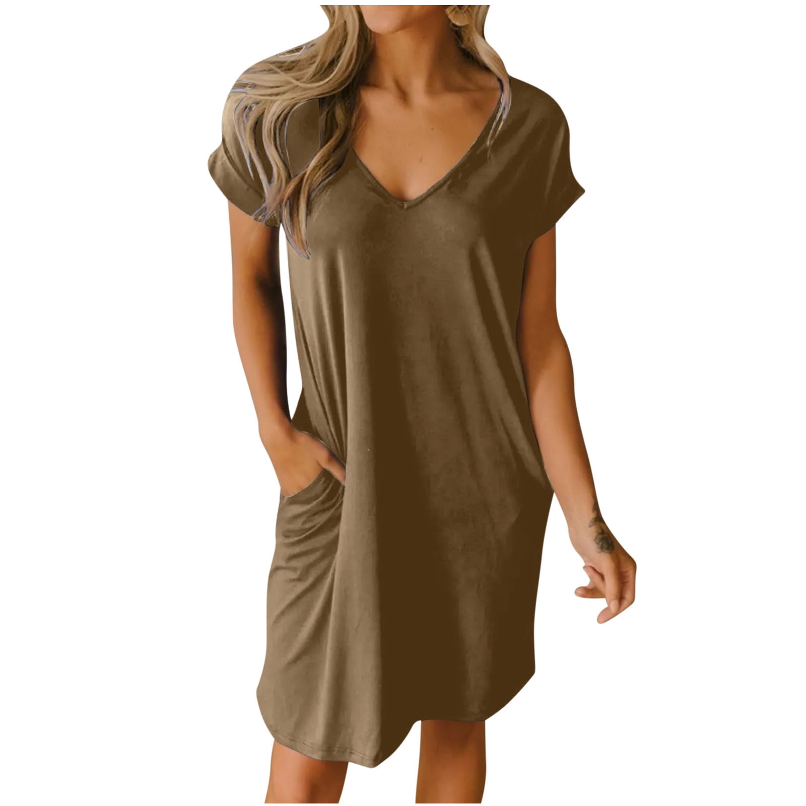 V Neck Loose Dress Brown Leopard Color Block V Neck Loose Fit Maxi Dress The V Neck Loose Dress Brown Leopard Color Block V Neck Loose Fit Maxi Dress The