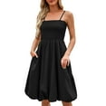 thumbnail image 1 of Efsteb Summer Dresses for Women Beach Sleeveless Spaghetti Strap Tank Dress Sundress Casual Midi Bubble Dresses with Pockets (Black,L), 1 of 9