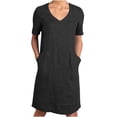 thumbnail image 1 of Efsteb Summer Dresses for Women Casual Loose V Neck Baggy Midi Dress Lightweight Beach Sundress Dresses with Pockets (Black,M), 1 of 6