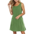 thumbnail image 1 of Efsteb Summer Dresses for Women Eyelet Casual Loose Sleeveless Sundresses with Pockets Plus Size Spring Beach Dress （Green，XXL）, 1 of 8
