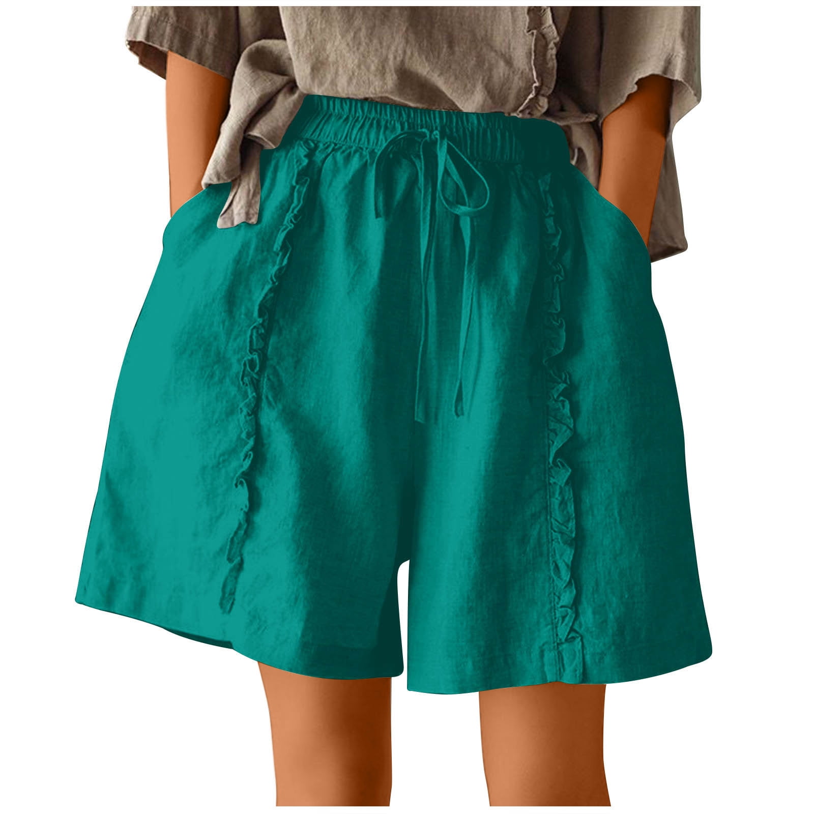 Shorts for Women Solid Wideband Waist Wide Leg Shorts Hamklla Women's  Shorts (Color : Green, Size : Medium) : : Clothing, Shoes &  Accessories