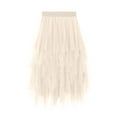thumbnail image 1 of Efsteb Summer Skirts for Women 2025 Temperament High Waist Irregular Mesh Puffy Skirt Spring Fall Fashion Solid Color Comfy Casual Skirts (Beige,Free Size), 1 of 2