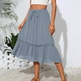 thumbnail image 1 of Efsteb Summer Skirts for Women Elastic Waist Drawstring Pleated Skirt Fashion Comfy Casual Solid Color Skirts (Light Blue,XXL), 1 of 5
