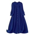 thumbnail image 1 of Efsteb Sundresses for Women Beach Spring Crew Neck Loose Fit Button Long Dress Resort Dress Casual 3/4 Sleeve Solid Color ,Size:L, 1 of 5