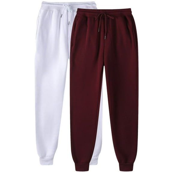 Efsteb Sweatpants for Women 2PC Elastic Waist Drawstring Jogging Sweatpants Solid Color Fashion Loose Comfortable Sports Pants Casual Trousers Pants for Women Trousers Wine XXL