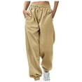 thumbnail image 1 of Efsteb Sweatpants Women Baggy Casual Comfort Fashion Solid Color Elastic Waist Trousers Long Straight Pants Khaki XL, 1 of 9