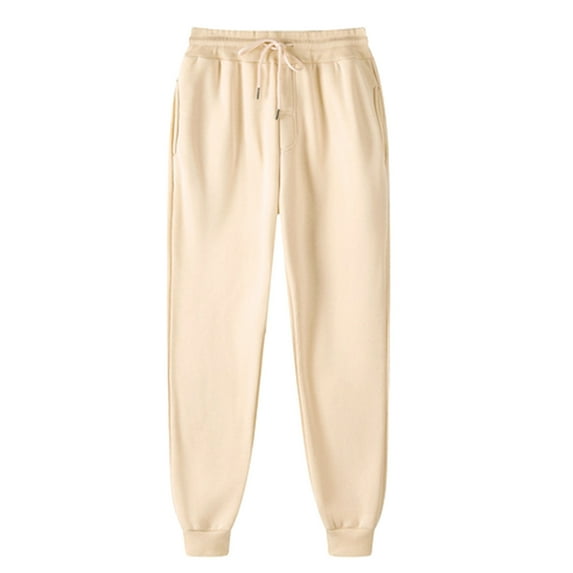 Efsteb Sweatpants for Women Men's Casual Trousers and Trousers Plus Velvet Thick Solid Color Large Size Running Fitness Sports Pants Khaki XXXL