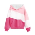 thumbnail image 1 of Efsteb Sweatshirt for Teen Girls Hooded Sweatshirt with Pocket Comfy Cute Tops Patchwork Loose Fashion Long Sleeve Tops Casual Pullover (Hot Pink,11 Years), 1 of 2