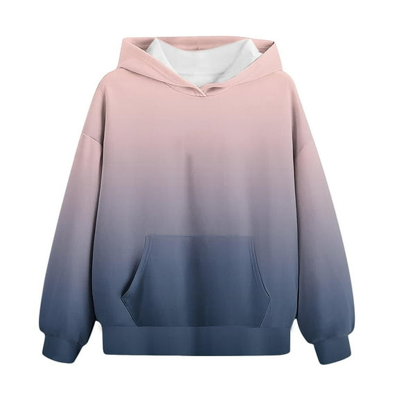 Efsteb Sweatshirts for Girls Comfy Casual Cute Tops Solid Color Loose Fashion Long Sleeve Tops Hooded Sweatshirt with Pocket Pullover (Gray,13 Years)