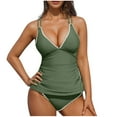 thumbnail image 1 of Efsteb Swimsuits for Women 2025 Two Piece Womens Tankini Swimsuits V Neck Push Up Swim Top Color Block High Waisted Bathing Suits Swim Bottom (Army Green,M), 1 of 6