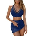 thumbnail image 1 of Efsteb Swimsuits for Women 2025 Two Piece Womens High Waisted Bikini Sets Swim Skirt Mesh Swim Suits Push-Up Padded 2 Piece Bathing Suits (Blue,XXL), 1 of 7