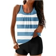thumbnail image 1 of Efsteb Tankini Bathing Suits for Women Two Piece Print Tankini Top with Bottom Beach Summer Conservative Two Piece Bathing Suits Bikini High Waist Swimwear (Blue,M), 1 of 6