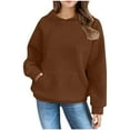 thumbnail image 1 of Efsteb Teen Girl Sweatshirt Loose Fashion Long Sleeve Tops Hooded Sweatshirt with Pocket Casual Cute Tops Solid Color Comfy Pullover (Brown,10 Years), 1 of 7