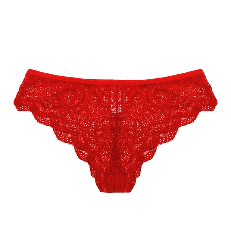 Efsteb Thongs for Women Plus Size Lingerie Breathable Underwear Ropa  Interior Mujer Transparent Sexy Comfy Panties Ladies Lace Hollow Out  Underwear G Thong Low Waist Briefs Red 