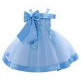 thumbnail image 1 of Efsteb Toddler Baby Girl Dress Formal Bowknot Princess Flower Girl Wedding Pageant Birthday Party Dresses (Blue,9 Months), 1 of 8