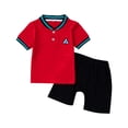 thumbnail image 1 of Efsteb Toddler Baby Kids Boys Suit Short Sleeve Top Shorts Pants Summer Fashion 2PCs Set Outfits (Red,4-5 Years), 1 of 3