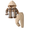 thumbnail image 1 of Efsteb Toddler Clothes Sets for Boys Long Sleeve Button Plaid Hoodies Jogger Pants Outfit Set Fall Winter Sweatsuit (Yellow,5 Years), 1 of 3