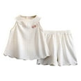 thumbnail image 1 of Efsteb Toddler Girls Summer Clothes Sets Eyelet Loose Sleeveless Tank Top Shorts Solid 2 Pieces Outfits (White,7 Years), 1 of 3
